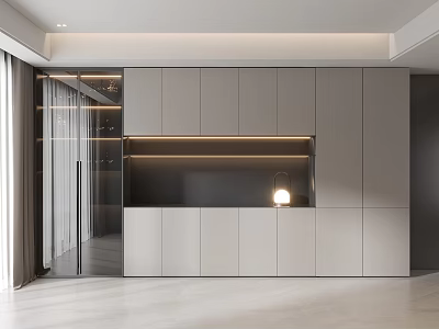 Sleek Modern Wine Cabinet With Built in LED Lighting And Glass Door Design 3d model