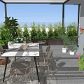 Modern Roof Garden Design With Glass Ceiling Green Plants Potted Arrangements And Seating Area