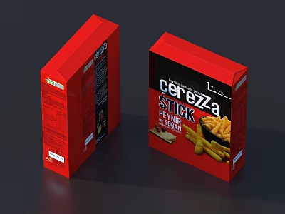 Cerezza STICK Peanut Flavor Red Packaging Box Set With Crispy Snack 3d model