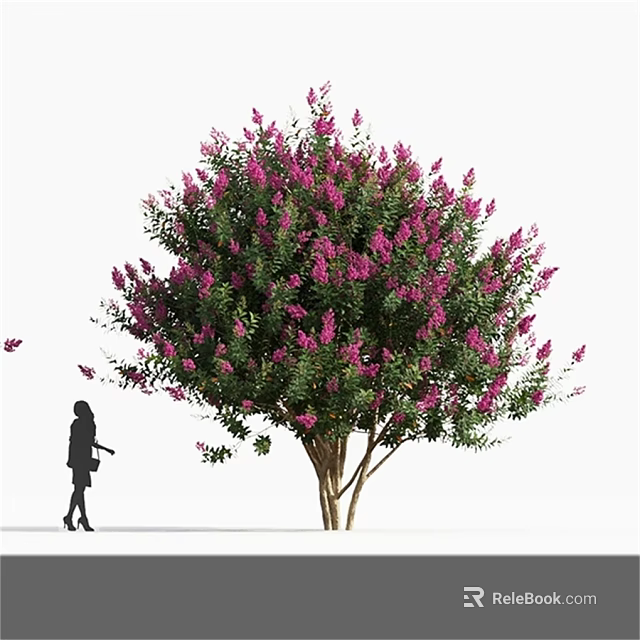 Lush Flowering Arbor with Pink Blossoms and Green Foliage Near Walking Figure 3d model 