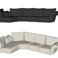 Modern L Shaped Upholstered Sectional Sofa Black and Beige Comfortable Design 3d model
