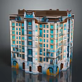 Classical Multi Story Residential Building With Arched Doors And Ornate Windows Facade