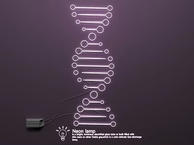 Modern Creative DNA Shaped Neon Lamp Combination On Purple Background 3d model