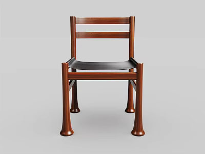 Modern Wooden Leisure Chair With Slatted Backrest Black Cushion And Tapered Legs Design 3d model