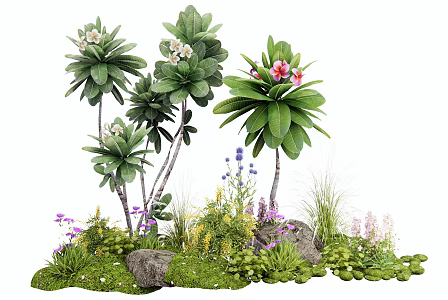 Modern Plant Flower Border Plant Combination Flower Group Flower Plant Pile Plantlet Flower Moss Pennisetum 3d model