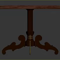Ornate Square Table With Dark Surface And Curved Carved Wooden Legs Design