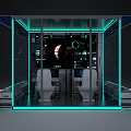 High Tech Control Room With Glass Walls And Interactive Monitoring Screens