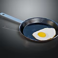 Stainless Steel Frying Pan With Fried Egg For Daily Cooking Use