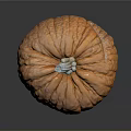 Fresh Orange Pumpkin With Textured Skin And Stem On Dark Reflective Surface For Fall