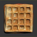 Golden Brown Square Waffle With Grid Pattern And Red Filling 3d model