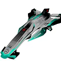 Mercedes Aerodynamic Race Car With Silver Teal Body And PETRONAS Branding