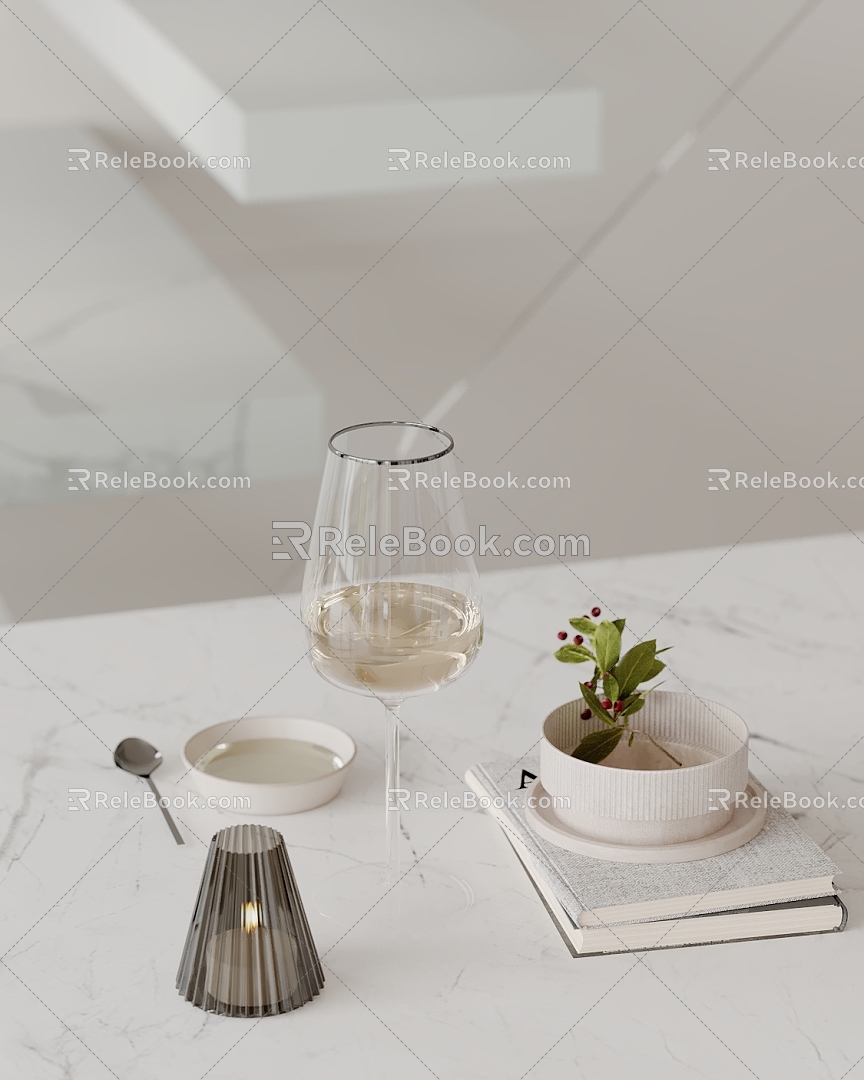 Modern Ornaments Combination Kitchen Utensils Goblet Ashtray 3d model