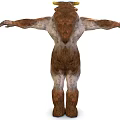 Mythical Horned Humanoid Creature Character With Muscular Body And Extended Arms