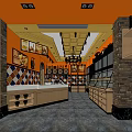 Dessert Shop Interior Design With Orange Walls Display Cases And Brick Accents