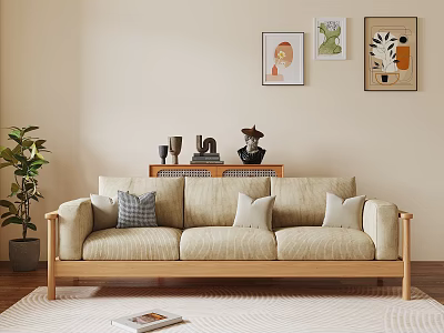Nordic Three-Seat Sofa 3d model