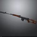 Bolt Action Rifle With Wooden Stock Metal Barrel Scope Isolated On Dark Background