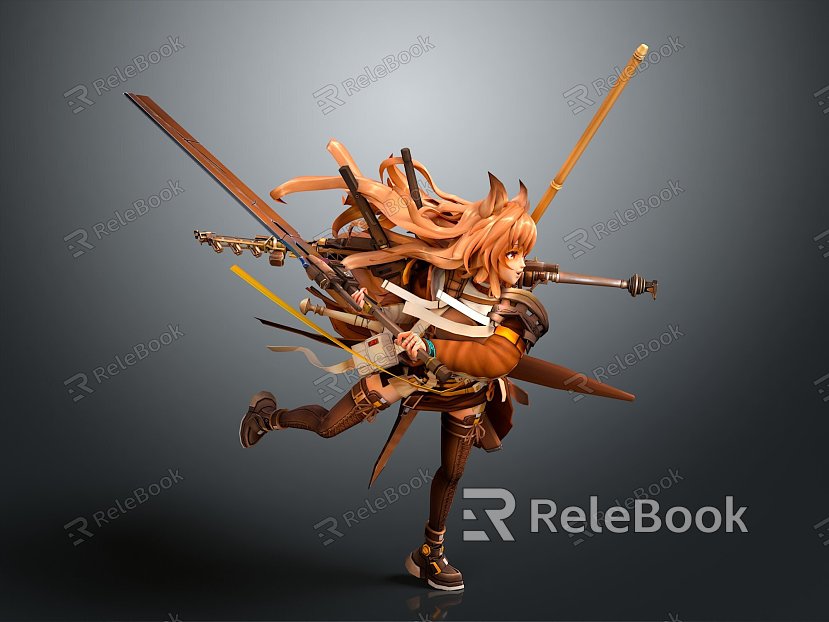 Modern Game Character Cartoon Beauty Cartoon Warrior Beauty Warrior Woman Warrior model