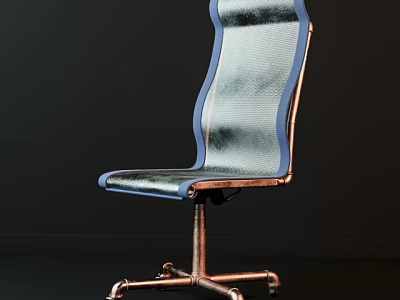 Ergonomic Mesh Back Office Chair With Blue Accents Metal Base And Swivel Wheels 3d model