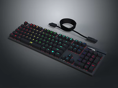 Mechanical Gaming Keyboard with RGB Backlight Full Size Layout and Braided Wired Cable 3d model