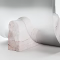 Modern Coffee Table with Silver Metal Frame Green Pink Marble Base and Geometric Arc Design
