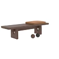 Wooden Bed End Bench In Walnut And Black With Yellow Cushion Design