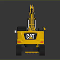Yellow CAT Construction Excavator With Tracked Undercarriage And Front Bucket
