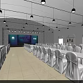 Grand Event Venue With Red Carpet Stage Seats Lighting And Display Boards