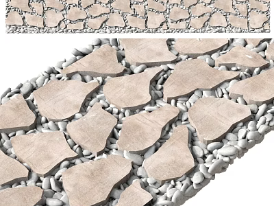 Natural Garden Landscape Featuring Irregular Stone Slabs And Pebble Paving 3d model