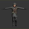 Game Movie Character In Green Military Uniform With Helmet Equipment Belt Backpack And Black Boots