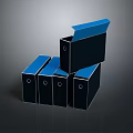 Black File Folders With Blue Lids Stacked For Office Organization And Daily Use