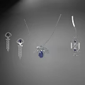 Elegant Jewelry Collection Featuring Gold Inlaid Jade Sapphire Stones Necklaces Earrings Vintage Design