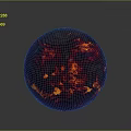 Glowing Lava Sphere With Red Orange Textured Surface On Gray Background
