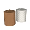 Stylish Woven Storage Baskets With Lids And Handles In White And Brown