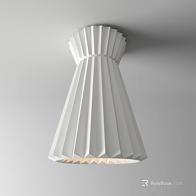 White Pleated Modern Ceiling Light With Elegant Folding Design For Home Interior 3d model