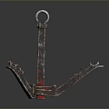 Industrial Mechanical Equipment With Metallic Structure Red Silver Details Multiple Branches Top Ring