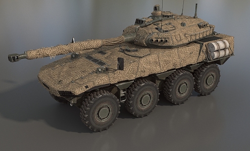 Armored Vehicle VEXTRA105 Wheeled Armored Vehicle Light Tank Low Face Number Low Model Simple Model Game Sub-era Film and Television Super Realism 3d model