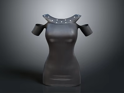 Black Mannequin Torso With Shoulder Sleeves And White Dot Collar Design 3d model