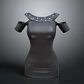 Black Mannequin Torso With Shoulder Sleeves And White Dot Collar Design