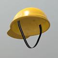 Yellow Safety Hat For Construction Work With Protective Design And Triangle Logo 3d model