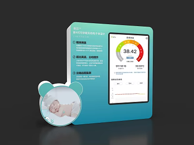 Baby Health Monitoring Device Display Island With Smart Temperature Sleep Data Tracking 3d model