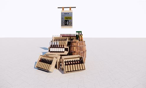 Modern pile supermarket wine pile head 3d model