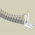 Modern Landscape Bridge Featuring Arched Suspension Structure White Pillars And Black Mesh Railings