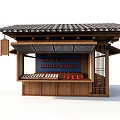 Japanese Style Container Building With Wooden Structure Tile Roof And Open Front Display Shelves