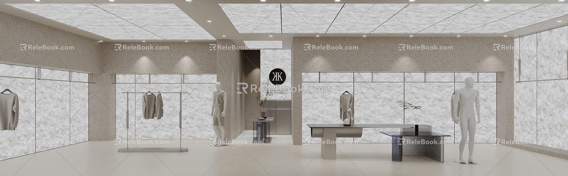 Men's Clothing Store Exhibition Hall Live Studio Nakajima Booth Clothing Shelf Dupont Paper Light Box Door Head Facade Facade Facade Signs 3d model