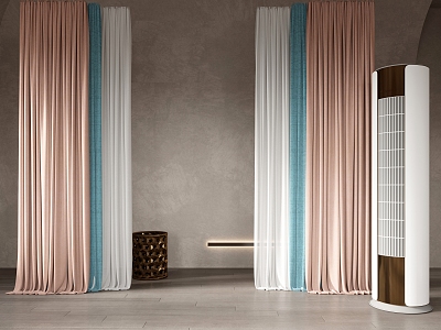 Modern Curtain Cloth Curtain Gauze Curtain 3d model