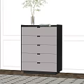 Modern Chest of Drawers With Five Light Drawers Dark Frame And Decorative Top