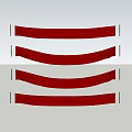 Red Curved Fence Design With Decorative Stripes And White Borders
