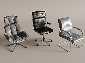 Office Chair Leisure Chair Leather Boss Chair Armchair Computer Chair Swivel Slide Wheelchair 3d model