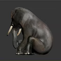 Adult Elephant And Baby Elephant Standing Together On Dark Background