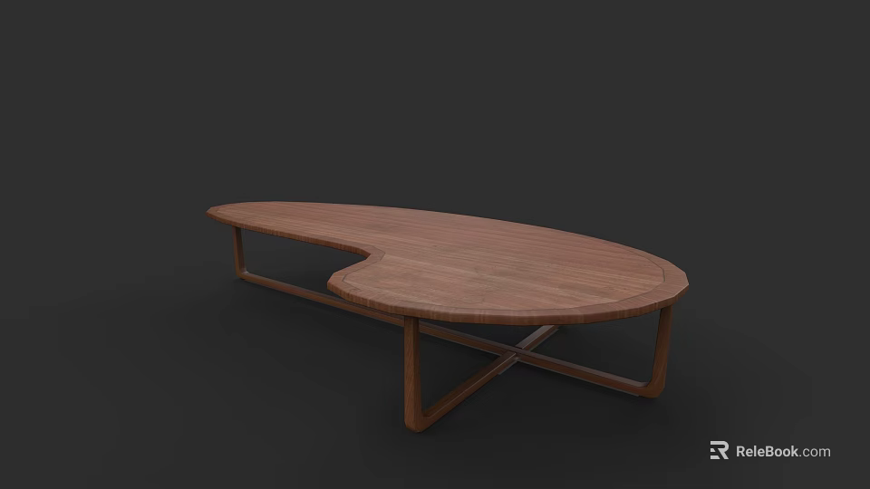 Modern Wooden Dining Table Set with Oval Shaped Top and Cross Legs for Contemporary Home 3d model 